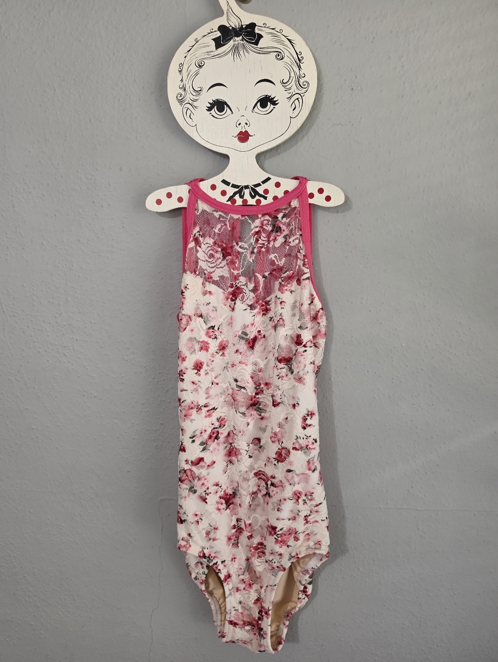 Details Dancewear White and Pink Floral Print Leotard Size MA